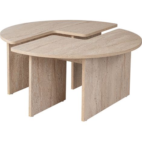Couchtisch "Moira" aus Holz – 90 x 90 x 41 cm – Travertin