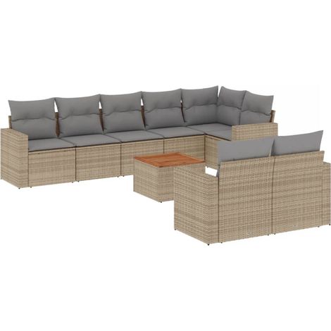 Maison Exclusive - Patio Sofa Set 9 plaza Mezcla beige y gris (1/5)