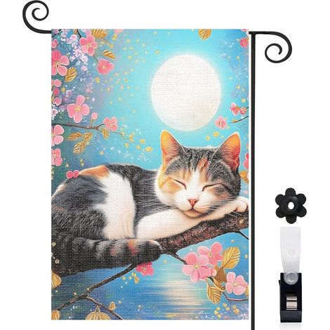 Drapeau de jardin Joyeuses saisons en lin lavable 30 x 45 cm résistant aux intempéries entrée et porche (1/5)