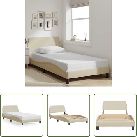 Kopfteil - Bettgestell "Dover" Creme 100x200 cm Stoff (1/5)