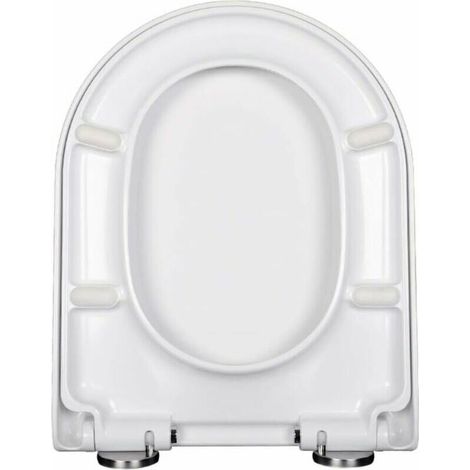 Asiento de inodoro en forma de V y U con cierre suave y fácil de limpiar Blanco con botón de liberación rápida (U) (1/4)