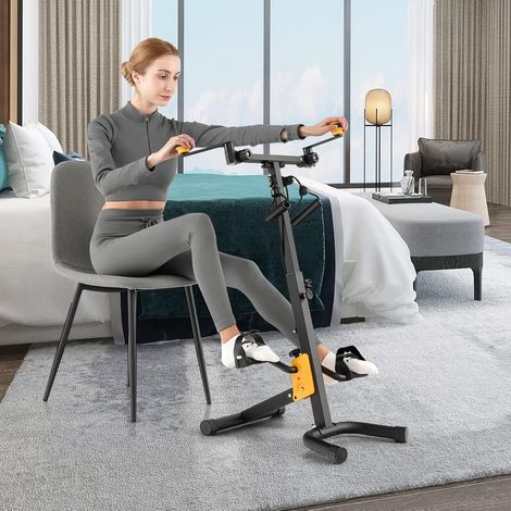 COSTWAY Pedalera Ejercitadora, Bicicleta de Ejercicio Plegable para Manos, Brazos, Piernas y Rodillas de Ancianos, con Empuñaduras, Resistencia y Altura Ajustable, Equipo de Rehabilitación en Casa (1/5)