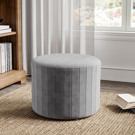 Round Velvet Dressing Table Stool Interstice Strip Edge, Grey (1/5)