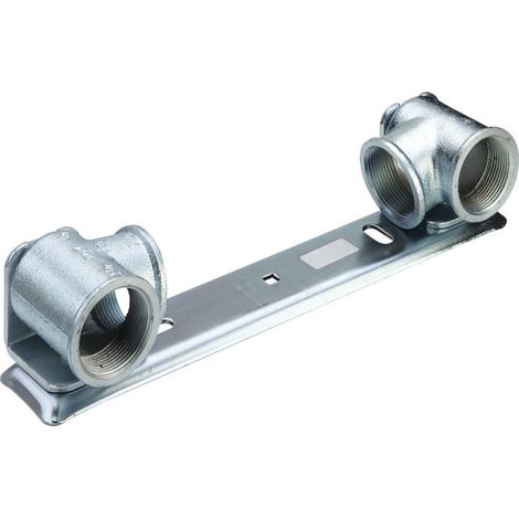 Viega Gaszähleranschlussplatte 531546 Rp 1, Anschlusswinkel Messing verzinkt, für Zweistutzengaszähler (1/3)