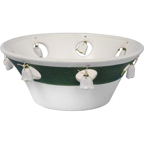 Ciotola primaverile in ceramica verde con fiori pendenti (1/2)