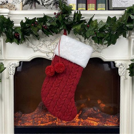 Chaussettes de Noël tricotées, sacs cadeaux, cintres de décoration de Noël (1/2)