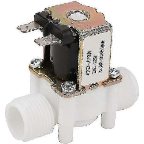 Électrovanne d'eau normalement fermée 12 V CC, G1/2 pouce, distributeur d'électrovanne électrique en plastique YaloP2025042500559 Blanc doré SZRH A-DS (1/5)