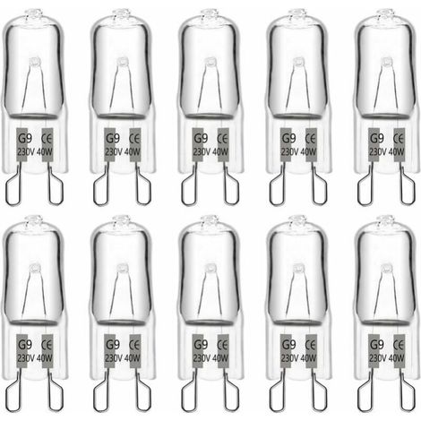 Ampoule Halogene G9 40W 230V, Lot de 10-1342mm, 480LM 2900K Blanc Chaud Dimmable, G9 Ampoules Capsule, pour Lustres, Lampes de Paysage, Appliques Murales, Éclairage d'armoire (1/4)