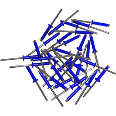 250 Rivets bleus eclates 4x20 bleus