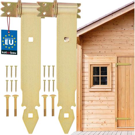 KOTARBAU® Juego de 2 bisagras de correa de 300 mm, acero galvanizado dorado, para puertas de garaje, persianas y cenadores.