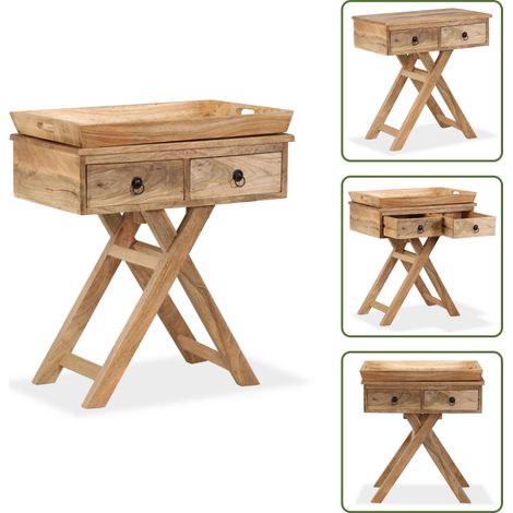 The Living Store Table d'appoint Bois de manguier massif 65 x 40 x 76 cm - Table console (1/5)