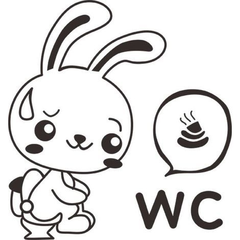 Cartoon Lapin Toilettes Stickers WC drôles Stickers muraux pour Cartoon Animale Salle de Bains Décoration (1/5)