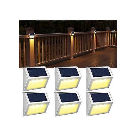 Warmweiße Solarleuchten für den Außenbereich, Solar-Gartenleuchten aus Edelstahl, wasserdichte Dekorationsleuchten, geeignet für Zäune, Gärten, Treppen, Wege und Terrassen