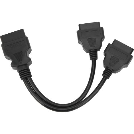 Adaptateur répartiteur/rallonge de câble OBD2 à 16 broches pour connecteurs de diagnostic automobile, s'étendant jusqu'à 11,8 pouces de longueur. (1/5)