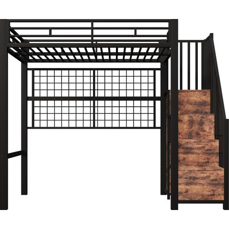CAIziLit mezzanine, 90 x 200 cm, structure en fer, échelle de rangement (1/5)