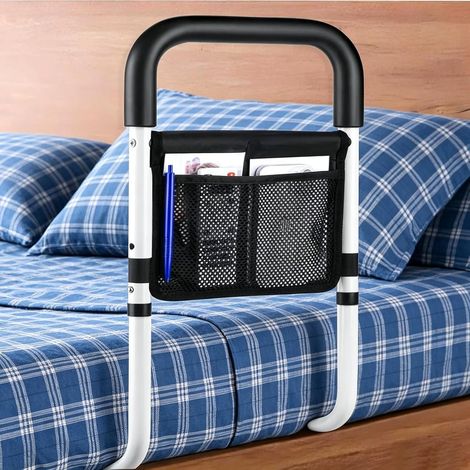 Rails d'aide au lit pour personnes âgées avec sac de rangement Barre de maintien pour la prévention des chutes pour personnes âgées et femmes enceintes (1/5)