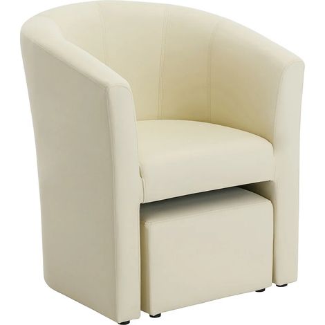 Poltrona cabriolet e pouf in Similpelle Beige - JOVANA (1/5)