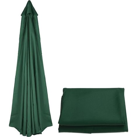 Pare-soleil de rechange 8 baleines (2 m/2,7 m/3 m) Pare-soleil de rechange, tissu de rechange pour pare-soleil (vert foncé, porte-parapluie non inclus). (1/3)