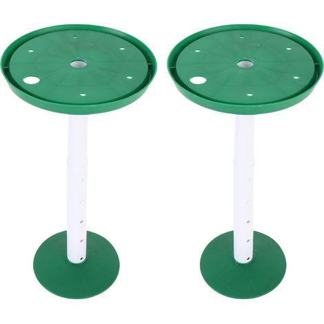 Lot de 2 rehausseurs de pots de fleurs à hauteur réglable avec trou de drainage, verts. (1/5)