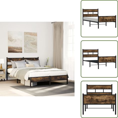 Letto con testiera - vidaXL Giroletto senza Materasso Rovere Fumo 75x190 cm in Truciolato - Letto con pediera