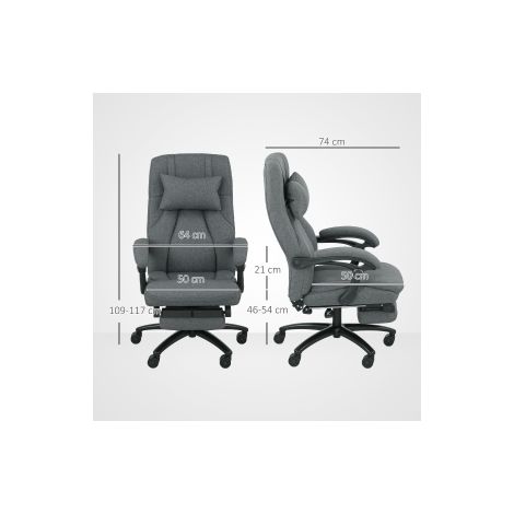 Chaise de bureau massante, interface USB, roulettes pivotantes, gris foncé (1/5)