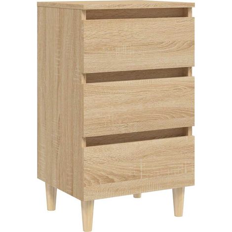 vidaXL Comodino con Gambe in Legno Massello Rovere Sonoma