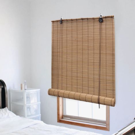 Store roulant, Store Enrouleur, Store Occultant, Store jour nuit pour Fenêtre en bambou 100x220 cm Marron MAE2897 (1/5)