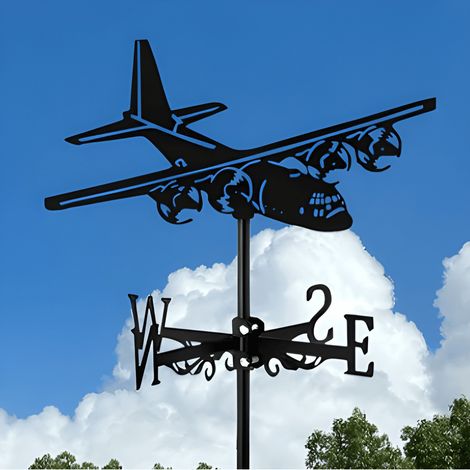 Girouette de Jardin Exterieur de Chasse Girouettes d'avion Girouettes en Métal Noir Girouettes de Navire de Guerre Girouette Ornement Deco Jardin Exterieur pour Décoration de Jardin de Ferme