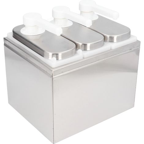 Distributeur de sauces, confitures, assaisonnements et condiments avec pompe et base, 3 doses, idéal pour la cuisine et les restaurants. (1/5)