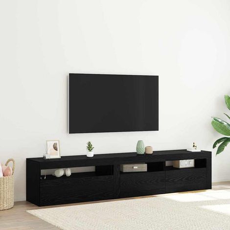 vidaXL TV Cabinet 2 pcs Black Oak Engineered Wood (1/5)