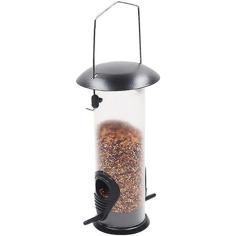 Röhrenförmiges Vogelfutterhaus mit Deckel und Metallständer, robustes Design für den Außenbereich für Wildvögel (1/5)