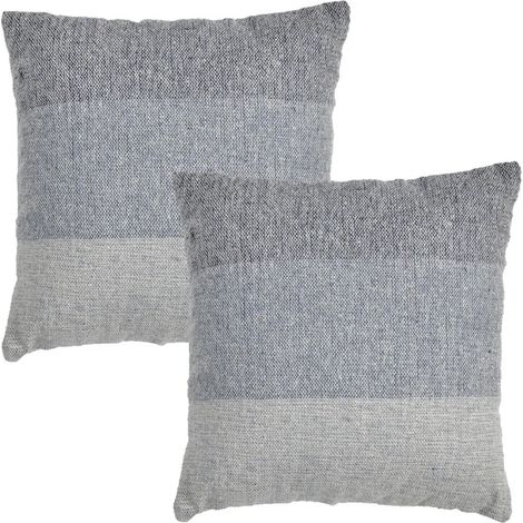 Lot 2 coussins carrés 40 x 40 cm coton brodé dégradé de bleu - ABYSS (1/5)
