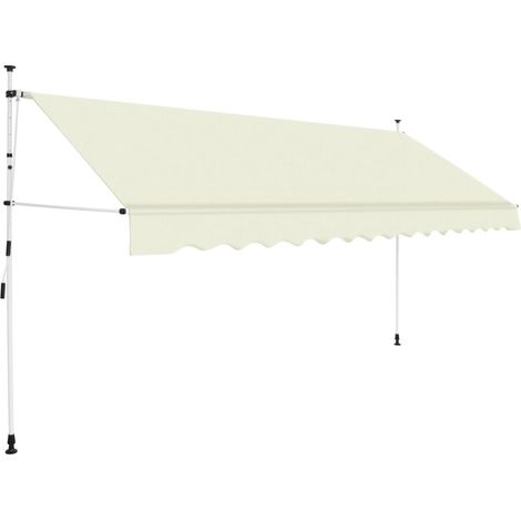 Vidaxl – Auvent manuel rétractable 350 cm crème – Résistant aux UV et intempéries – Tissu polyester avec revêtement PU – Projection 120 cm - vidaXL717992 (1/6)
