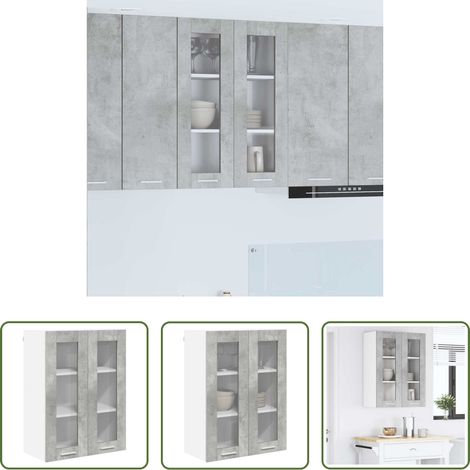 vidaXL Betonfarbe - Hängeschrank mit Tür Beton Grau 60 x 31 x 80 cm Holzwerkstoff (1/5)