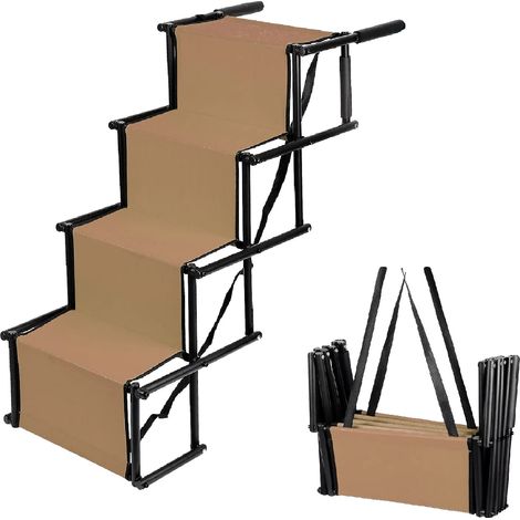 Escalier pour chien, design pliable, hauteur réglable, Marron Foncé (1/2)