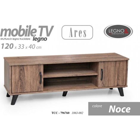 Mobile salotto basso porta tv madia noce cm 120 x 33 x 40 h