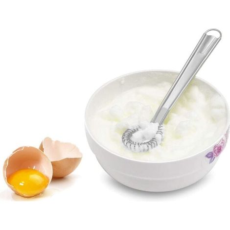 Cuchara mágica en espiral para cocinar, batidor de acero inoxidable, mecha, batidor de mano, espumador, minimezclador cremoso de acero inoxidable (plateado) (1/4)
