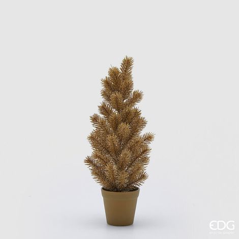 EDG Enzo De Gasperi Vaso Pino con Glitter Natale H 47 Cm D 10 Cm Gold