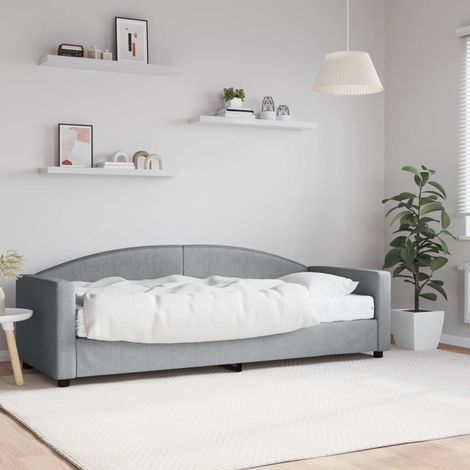 Lit Adulte，Lit simple，Lit de jour avec matelas gris clair 80x200 cm tissu CIV830952 (1/5)