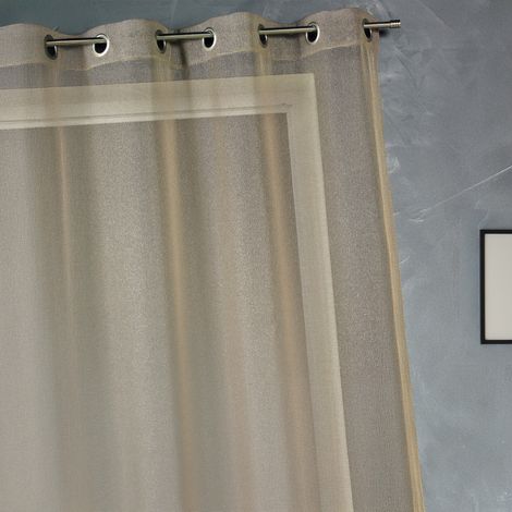 Voilage organza uni prêt à poser Taupe 140x240 cm