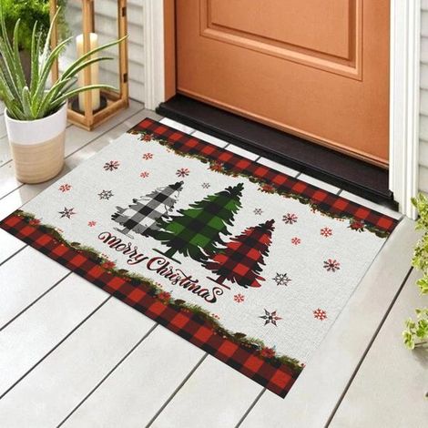 Paillasson Joyeux Noël, paillasson d'entrée intérieur et extérieur pour l'hiver, paillasson de bienvenue, paillasson de porche décoratif pour Noël, 1,40 x 60 cm (1/3)