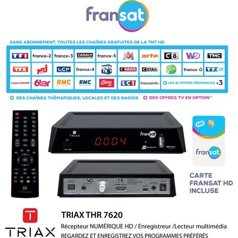 Récepteur satellite numérique HD – Enregistreur multimédia Triax THR 7620 – Réception multi-satellite – USB 2.0 – Fonction CEC – M-E