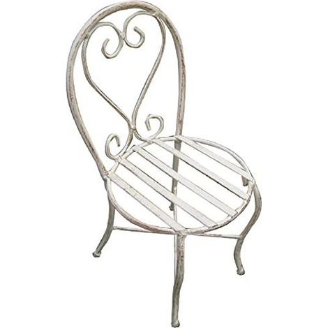 Vigor 9618305 Mika Portafiori Ferro Battuto Sedia Seduta 14x14 cm Altezza 30 cm colore Bianco