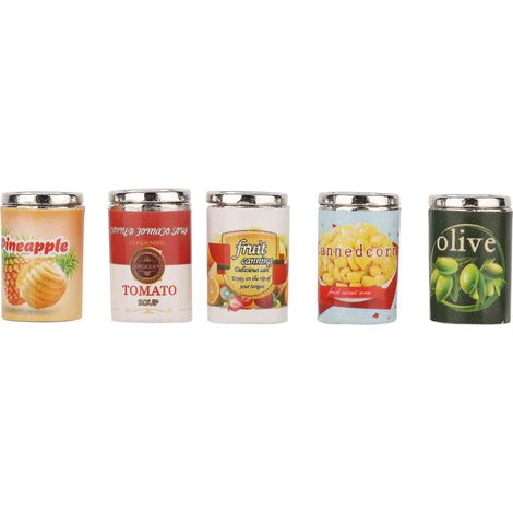 5 Pièces Miniatures Canettes de Fruits pour Maison de Poupée - Accessoires Décoratifs Mini Can Models (1/5)