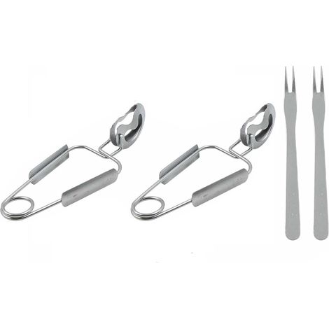 [MAI USATO]pinze per lumache + 2 forchette in acciaio inox – Set di posate professionali per lumache per molluschi, crostacei (granchi, aragoste) – Ideale per casa, ristorante, hotel (1/5)