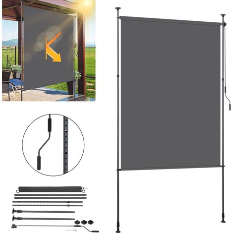 SWANEW Estor vertical Estor enrollable de exterior Protección anti-UV Estor de exterior con barras telescópicas sin taladrar 120 x 270 cm Antracita (1/3)