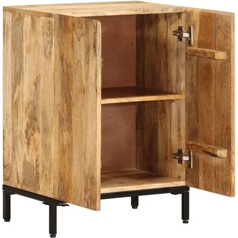 Buffet de Cuisine en Bois Massif de Manguier, Meuble de Rangement 53x35x72 cm avec Étagères, Console d'Entrée ou Desserte pour Salon et Salle à Manger (1/5)