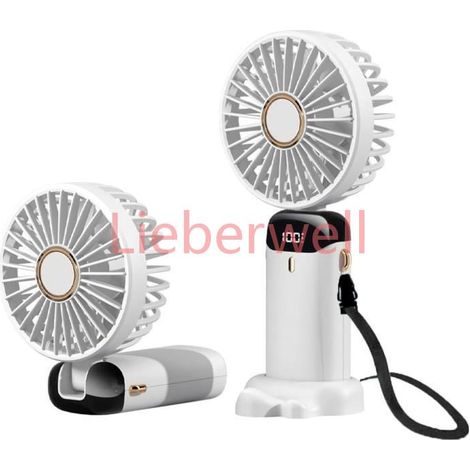 Mini ventilateur portatif, petit ventilateur de refroidissement portatif rechargeable de 5000M souffle de lair froid, blanc (1/4)