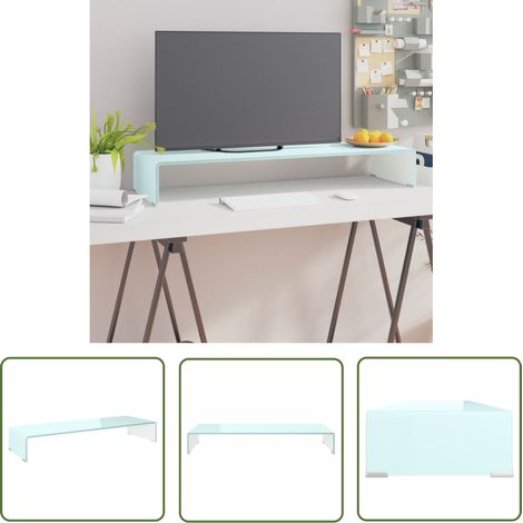 The Living Store Meuble TV/Support pour moniteur 90x30x13 cm verre vert - Meubles Tv - Support Tv - Stand Tv - Meuble Tv En Verre - Support Ecran (1/5)