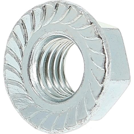 Ecrou A Embase Crantée M16 Zingué DIN 6923